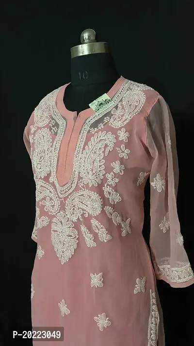 A-Line Pink  Georgette Kurta For Women