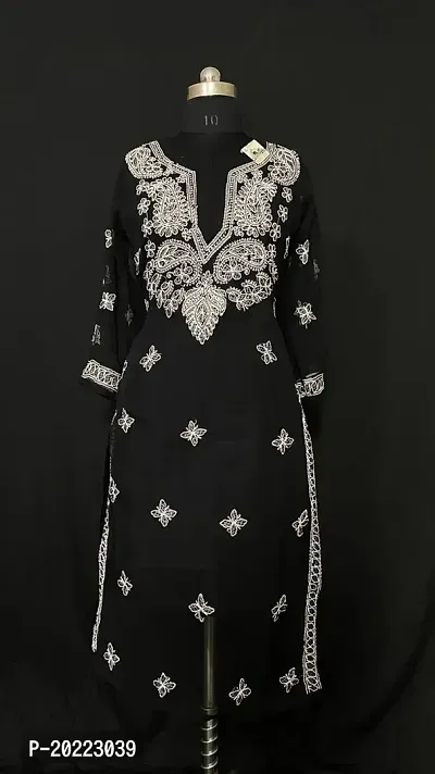 A-Line Black  Georgette Kurta For Women-thumb2