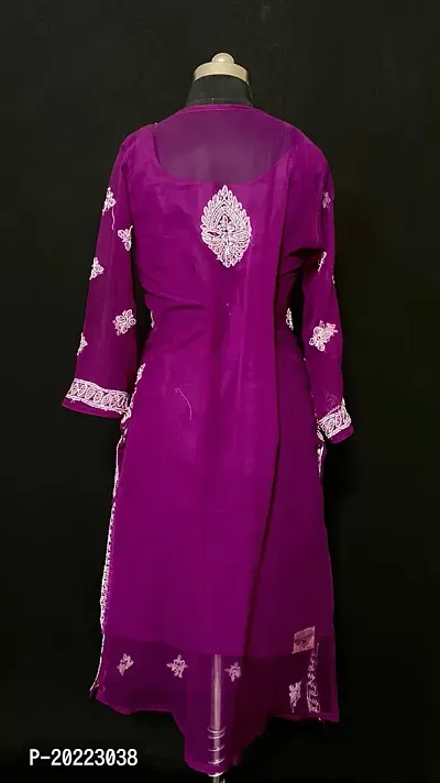 A-Line Magenta  Georgette Kurta For Women-thumb2