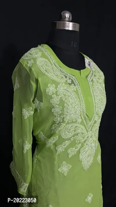 A-Line Green  Georgette Kurta For Women