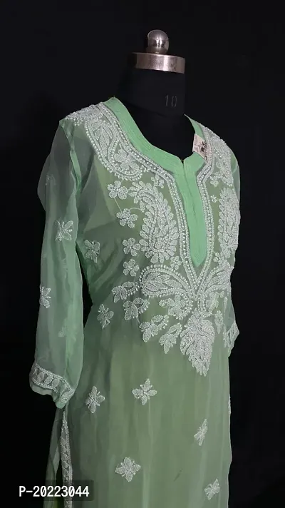 A-Line Green  Georgette Kurta For Women