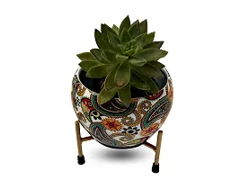 R Ayurveda Copper Designer Indoor Plant Pots with Stand - Table Top Decorative Metal Plant Pots for Living Room, Balcony and Garden Gift Pot-thumb3