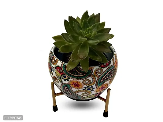 R Ayurveda Copper Designer Indoor Plant Pots with Stand - Table Top Decorative Metal Plant Pots for Living Room, Balcony and Garden Gift Pot-thumb4