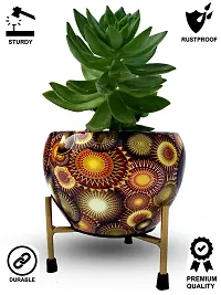 R Ayurveda Copper Designer Indoor Plant Pots with Stand - Table Top Decorative Metal Plant Pots for Living Room, Balcony and Garden Gift Pot-thumb3