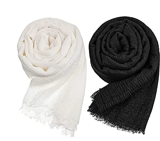 Crinkle Cotton Scarf For Women (Pack of 2)