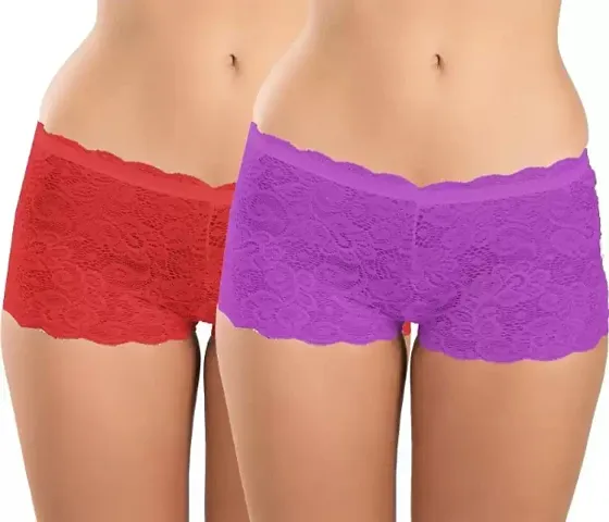 FIMS - Fashion is my style Cotton Lycra Net Boy Short Panty for Womens, Mid Rise, Satin, Hipster Panties, Daily Use, Back and Front Coverage, Brief, See Main Image to Check How Many Panty You Will Get