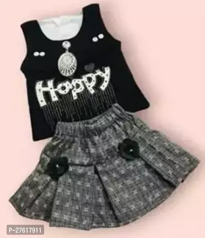 Fabulous Black Cotton Embroidered Top With Bottom For Girls-thumb0