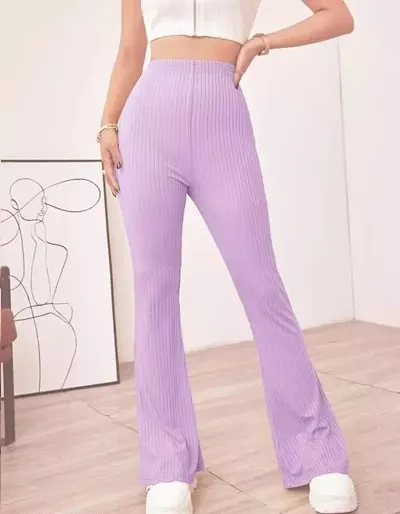 Elegant Lycra Solid Trousers For Women