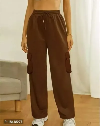 Elegant Brown Lycra Solid Trousers For Women-thumb0