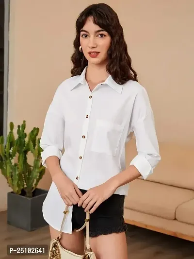 PINKHUB Womens Button Down Shirts Casual Long Sleeve V Neck Collared Blouses Tops with Pocket-thumb2