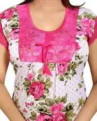 PINKHUB Women's Satin Flower Print Maxi Nightgown (Large, Pink)-thumb3