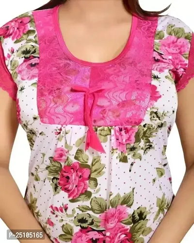 PINKHUB Women's Satin Flower Print Maxi Nightgown (Large, Pink)-thumb4