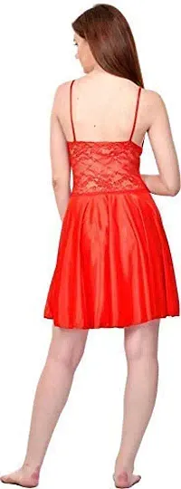 pink hub Women Babydoll Nighty with Robe (Colour-RED)-thumb4