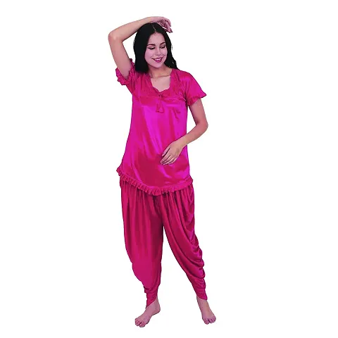 hub Women'sTop Patiala Pyjama Night Suit Colour-Pink