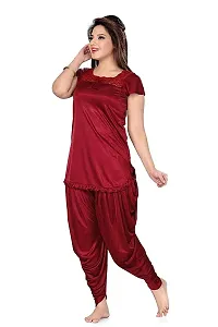 pink hub Top  Patiala Pyjama Night Suit for Women Colour-Maroon-thumb2