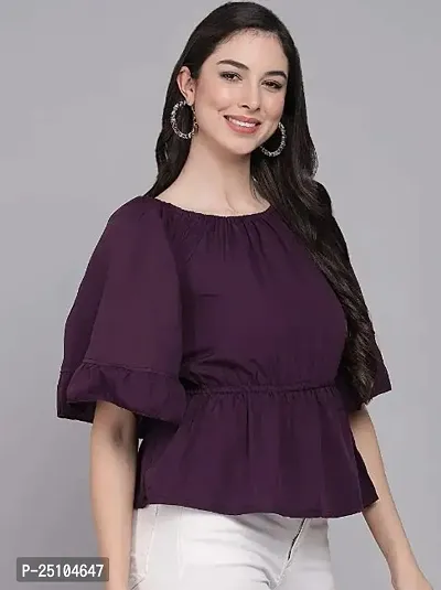 PINKHUB Women  Girl Ruffled Wing Sleeves Off Shoulder Crop Top-thumb3