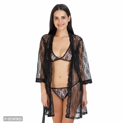 pink hub Women Robe and Lingerie Set-thumb2