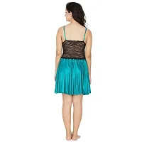 PINKHUB Women Babydoll Night Dress Size Small Light Blue Black-thumb2