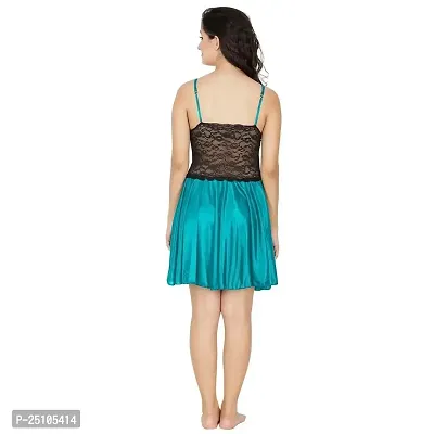 PINKHUB Women Babydoll Night Dress Size Small Light Blue Black-thumb3