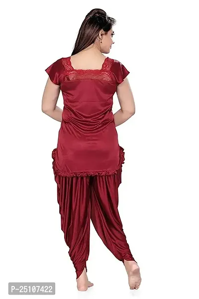 PINKHUB Top  Patiala Pyjama Night Suit for Women (Color-Maroon)-thumb2