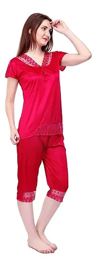 pink hub Women Nighty Set (Red) Free Size-thumb1