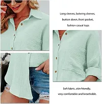 PINKHUB Womens Button Down Shirts Casual Long Sleeve V Neck Collared Blouses Tops with Pocket-thumb3