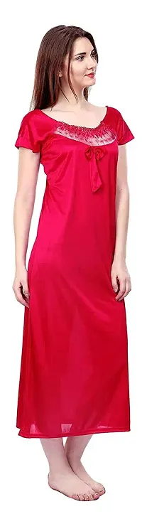 pink hub Women Nighty Set (Red) Free Size-thumb3