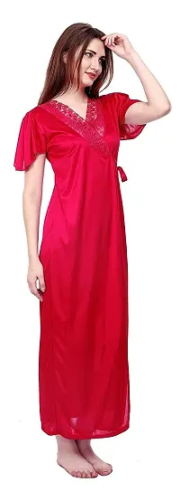 pink hub Women Nighty Set (Red) Free Size-thumb4