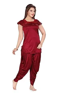 PINKHUB Top  Patiala Pyjama Night Suit for Women (Color-Maroon)-thumb2