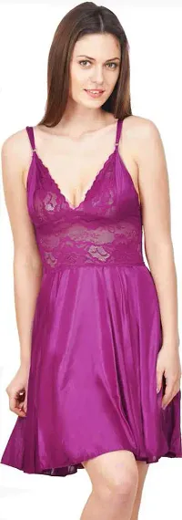 PINK HUB Women Babydoll Nighty with Robe  Panty (Colour-Wine)-thumb3