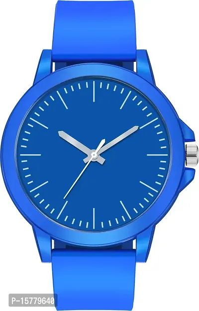 Stylish Blue Leather Analog Watches For Men-thumb0