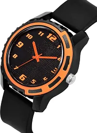 Stylish Orange Leather Analog Watches For Men-thumb1