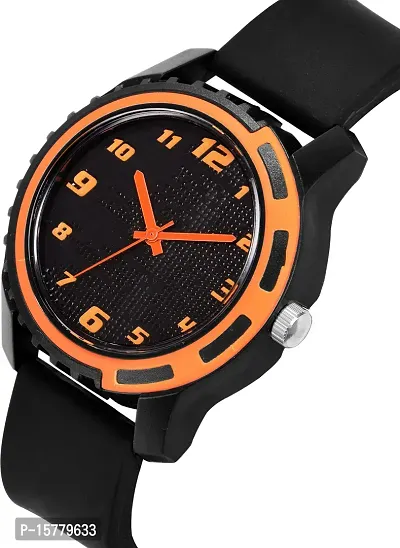 Stylish Orange Leather Analog Watches For Men-thumb2