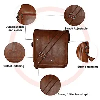 STRAPIT Synthetic Leather Stylish Messenger one Side Shoulder Bag and Sling Cross Body Travel Office Business Bag for Men and Women (Tan)-thumb2