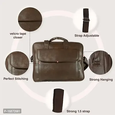 STRAPIT Synthetic leather 16 Inches Messenger/Office/Travel/Business with Multiple Compartments Bags for Men And Women(Brown)-thumb3