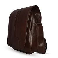STRAPIT Synthetic leather 10 Inches Messenger/Office/Travel/Business Bag for Men Women with Multiple compartments (brown)-thumb1