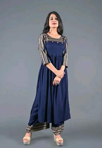 Stylish Fancy Viscose Rayon Kurta With Bottom Wear Set For Women