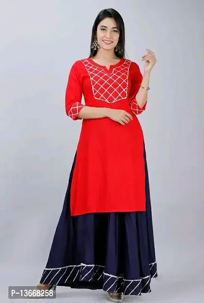 Stylish Fancy Viscose Rayon Kurta With Bottom Wear Set For Women-thumb0