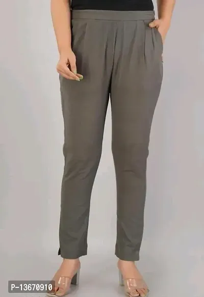 Fancy Cotton Blend Trousers For Women-thumb0