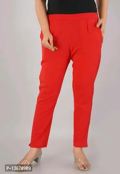 Fancy Cotton Blend Trousers For Women-thumb0