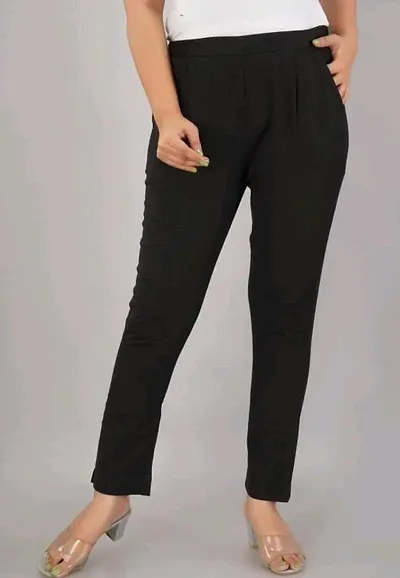 Solid Cotton Mid Rise Trouser