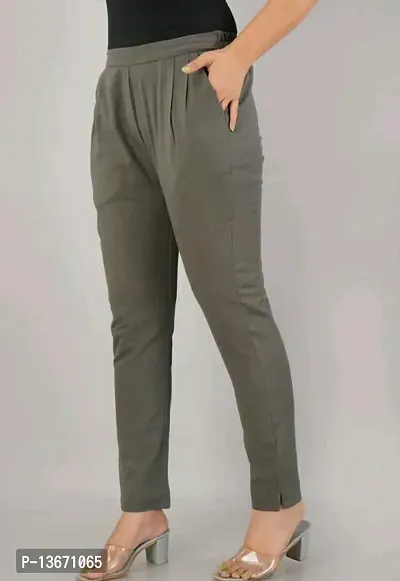 Fancy Cotton Blend Trousers For Women-thumb3