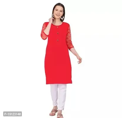 Stylish Crepe Solid Straight Kurta For Women-thumb0