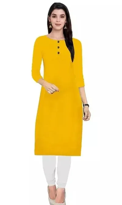 Stylish Crepe Solid Straight Kurta For Women