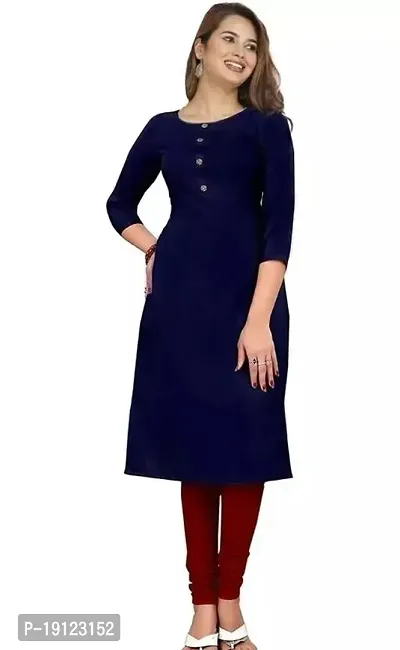 Stylish Crepe Solid Straight Kurta For Women-thumb0