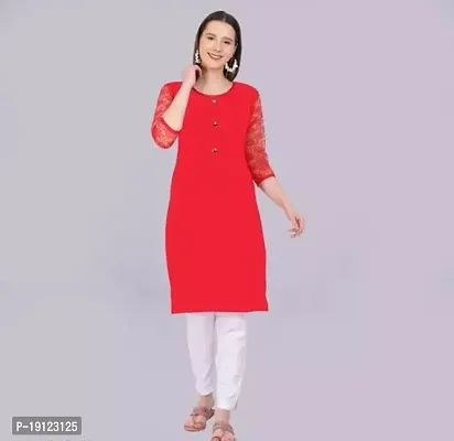 Stylish Crepe Solid Straight Kurta For Women-thumb0