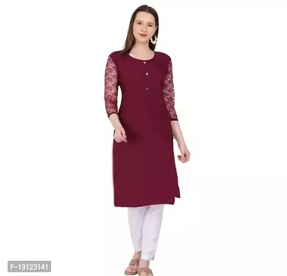 Stylish Crepe Solid Straight Kurta For Women-thumb0