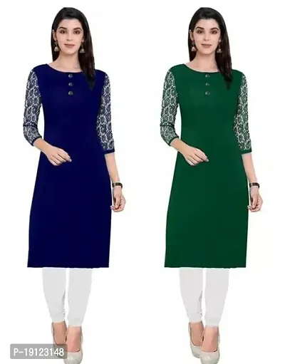 Stylish Crepe Solid Straight Kurta For Women Combo Of 2