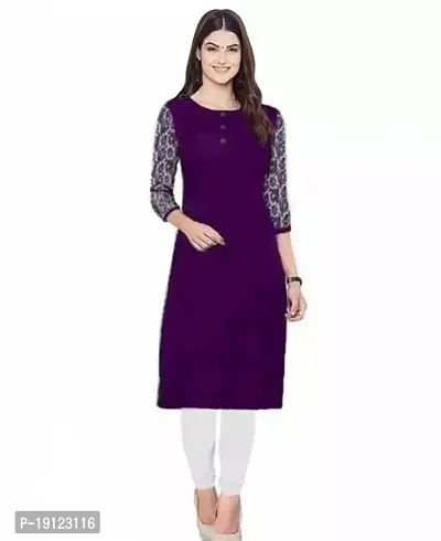 Stylish Crepe Solid Straight Kurta For Women