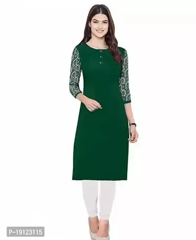 Stylish Crepe Solid Straight Kurta For Women-thumb0